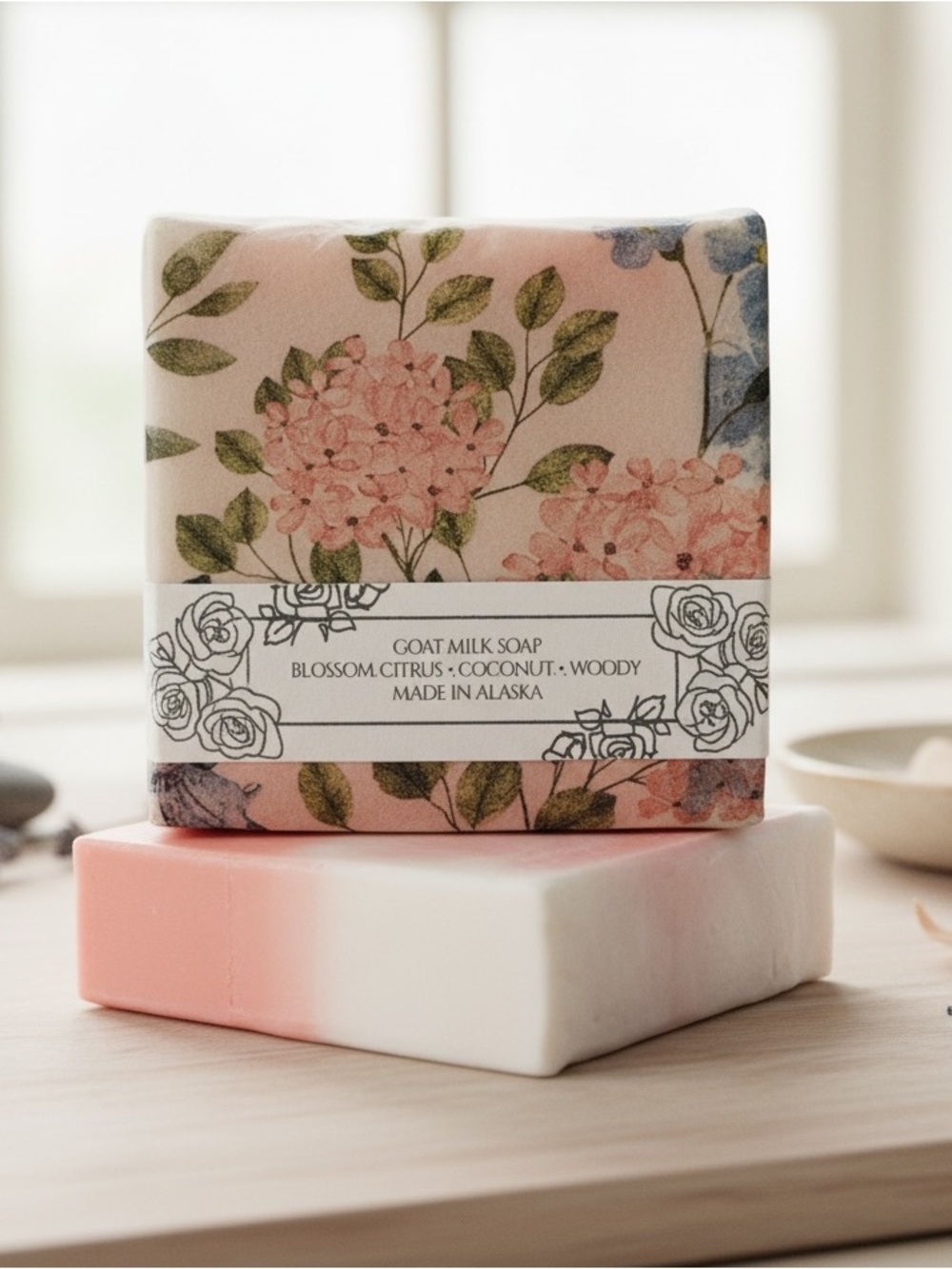 2 • Blossom Citrus Goat Milk Soap - Pink Floral SLS free Set 2 Soaps